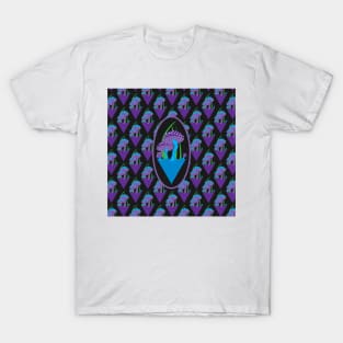 Adorable Illustrated Purple and Blue Mushroom Pattern T-Shirt